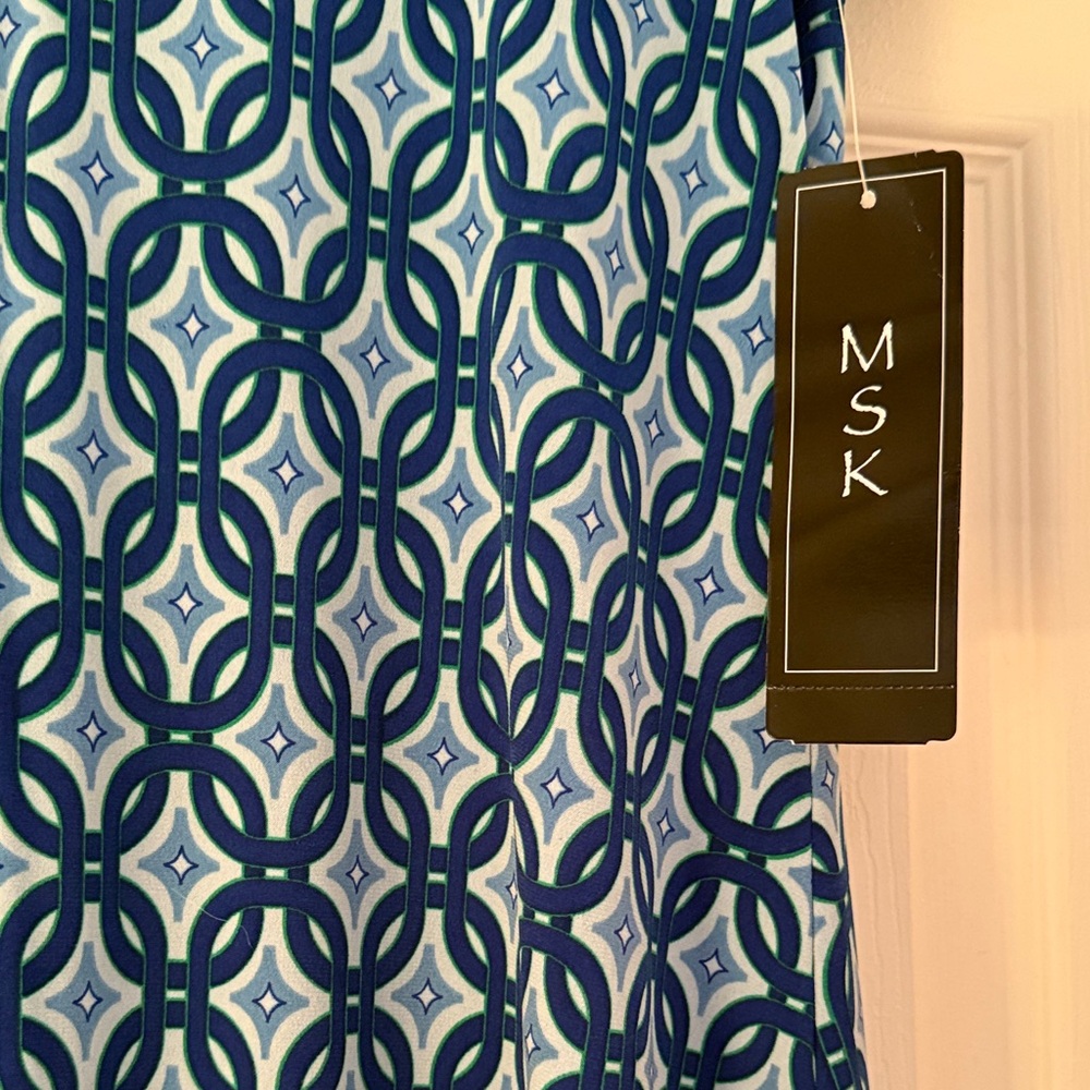 NWT MSK Blue Geometric Mini Dress - Picture 3 of 6